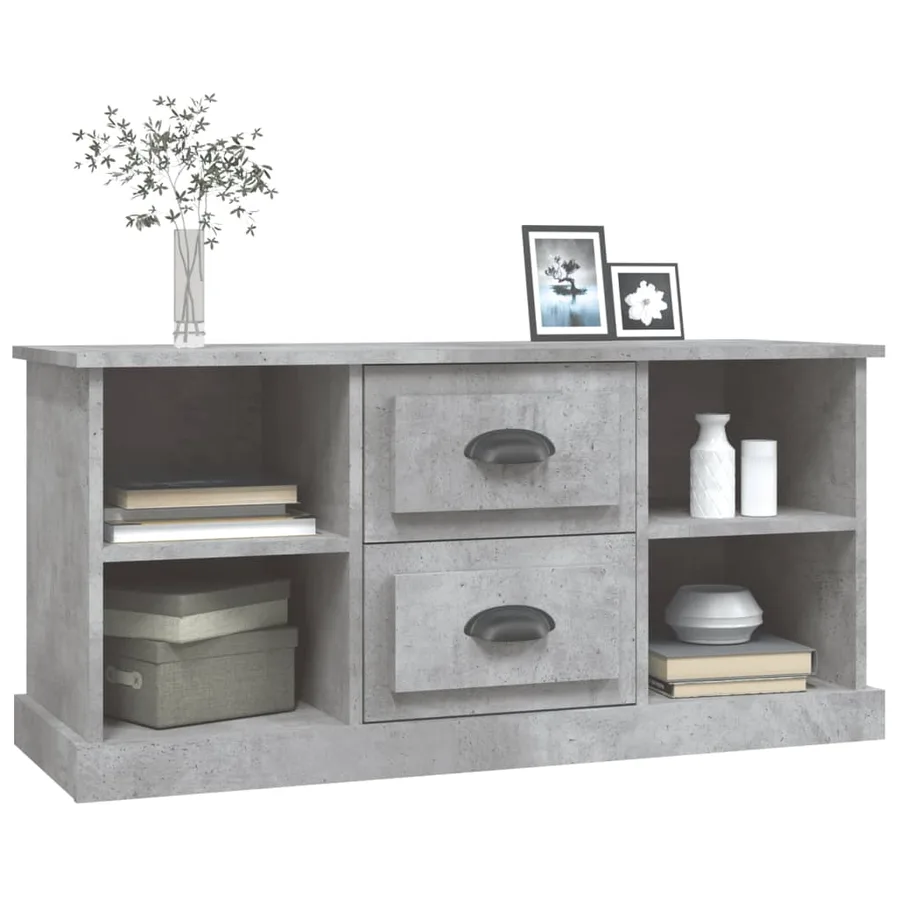Meuble TV gris béton 99,5x35,5x48 cm bois d'ingénierie - 4