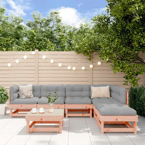 Salon de jardin 7 pcs avec coussins bois massif douglas