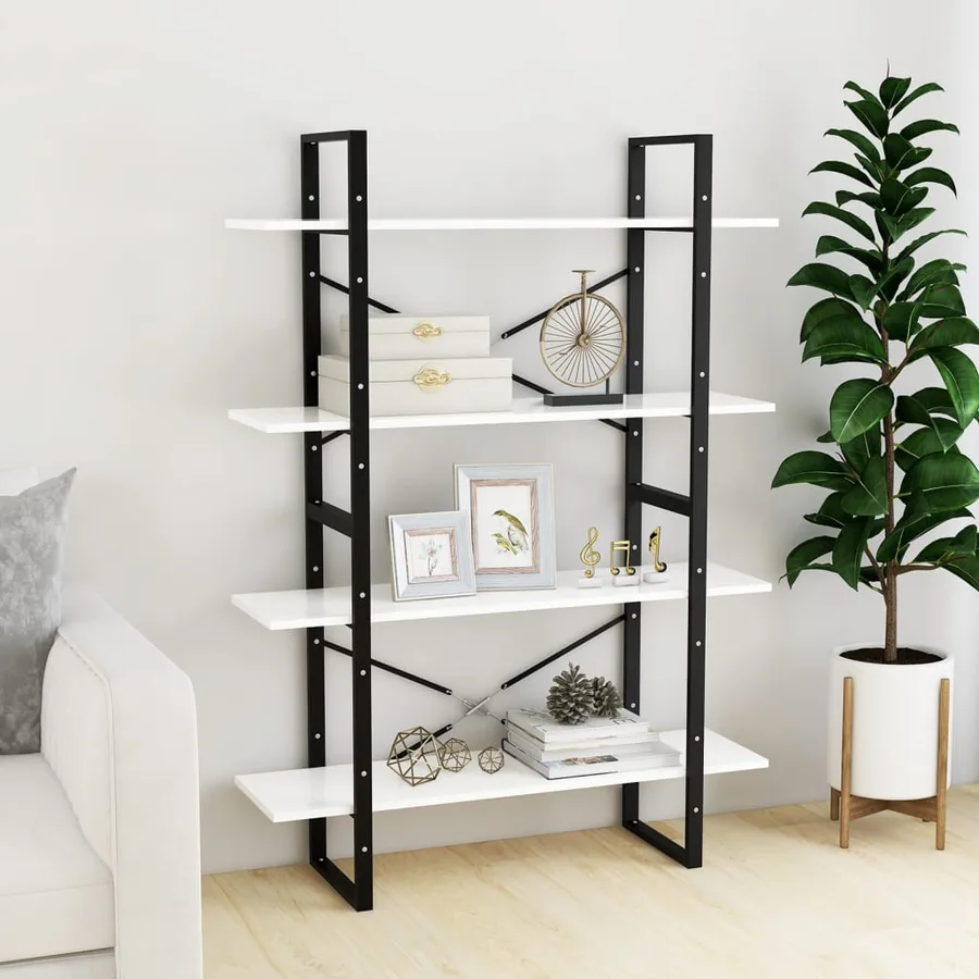 Bibliothèque à 4 niveaux blanc 100x30x140 cm bois d'ingénierie - 3