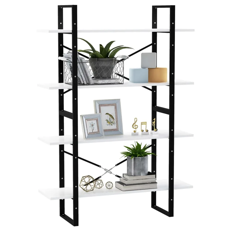 Bibliothèque à 4 niveaux blanc 100x30x140 cm bois d'ingénierie - 4