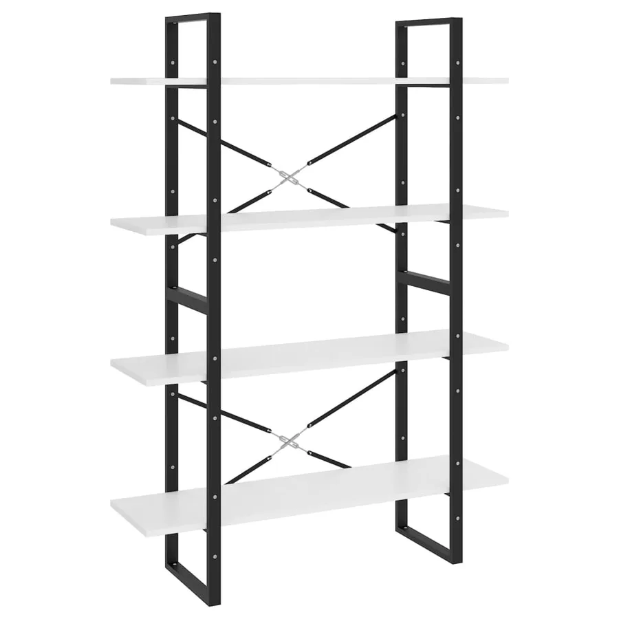 Bibliothèque à 4 niveaux blanc 100x30x140 cm bois d'ingénierie - 5