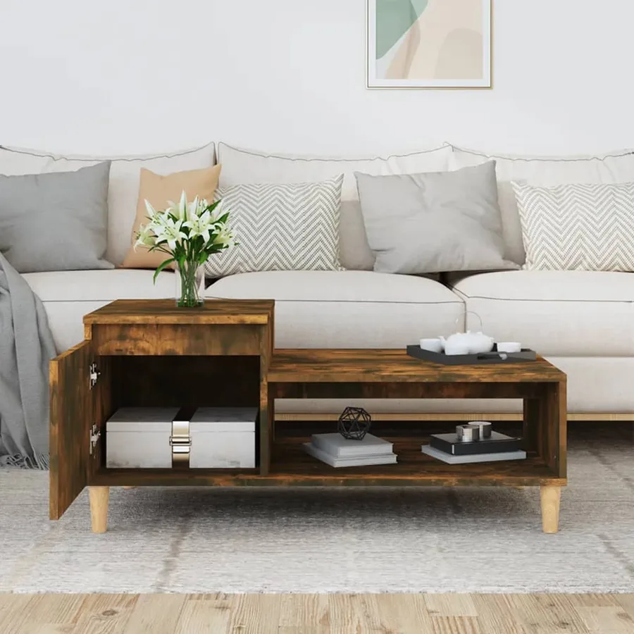 Table basse Chêne fumé 100x50x45 cm Bois d'ingénierie - 3