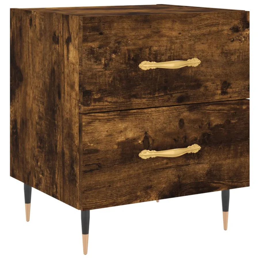 Table de chevet chêne fumé 40x35x47,5 cm bois d’ingénierie - 2