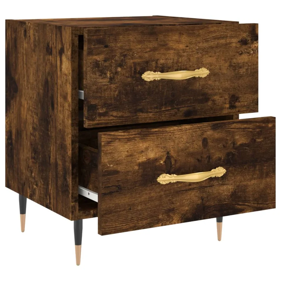 Table de chevet chêne fumé 40x35x47,5 cm bois d’ingénierie - 5