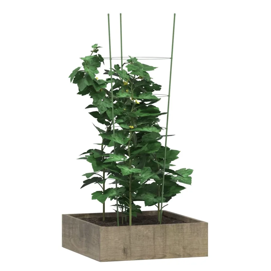 Supports pour plantes de jardin 4 anneaux 5pcs Vert 90 cm Acier - 3