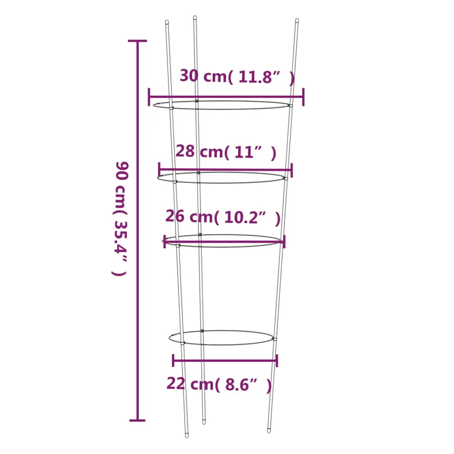 Supports pour plantes de jardin 4 anneaux 5pcs Vert 90 cm Acier - 8