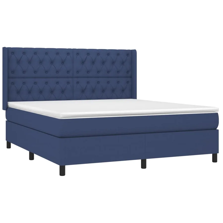 Sommier à lattes de lit avec matelas Bleu 160x200 cm Tissu - 3