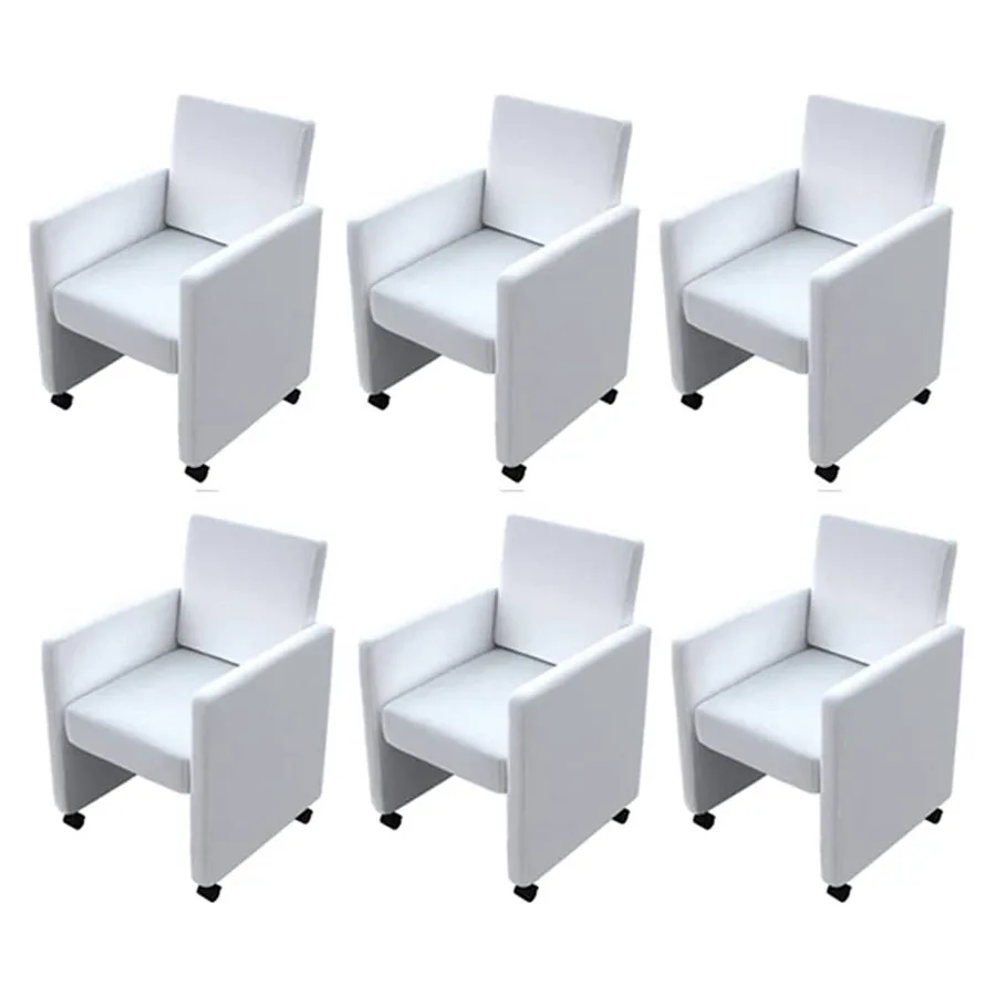 Chaises à manger lot de 6 blanc similicuir - 2
