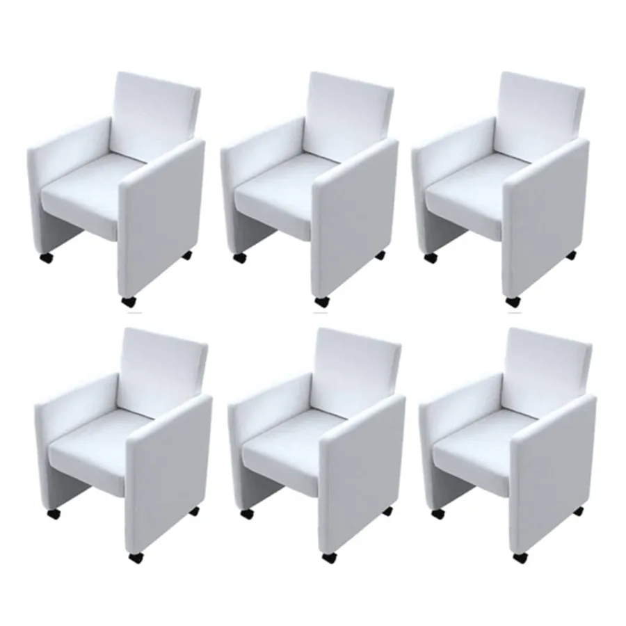 Chaises à manger lot de 6 blanc similicuir - 3