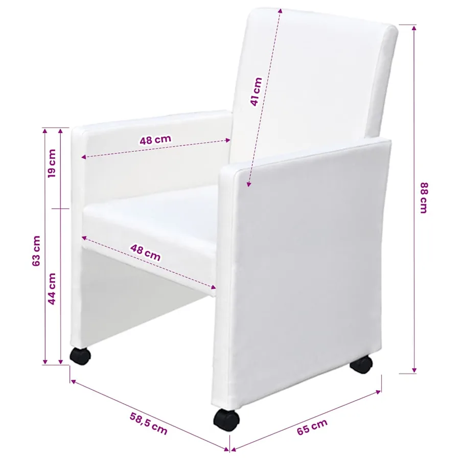 Chaises à manger lot de 6 blanc similicuir - 8