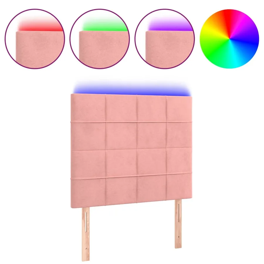 Tête de lit à LED Rose 90x5x118/128 cm Velours - 2