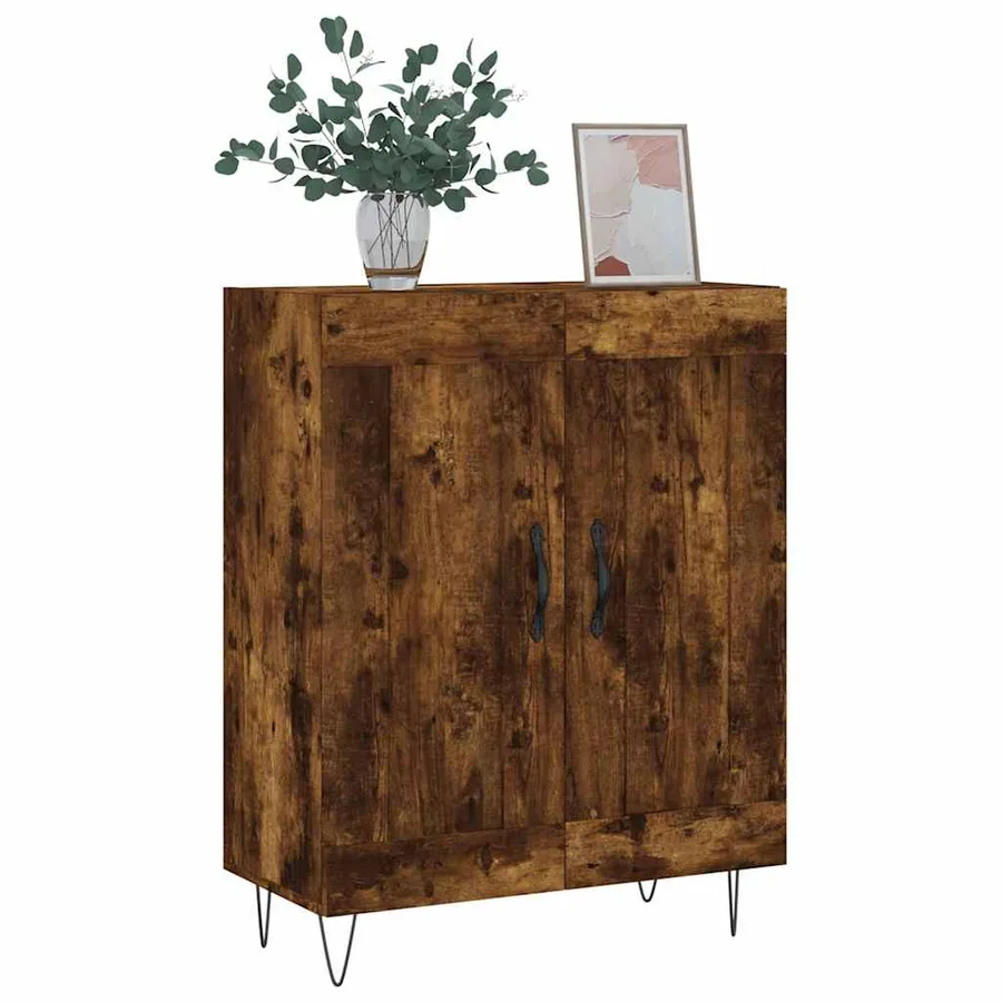 Buffet chêne fumé 69,5x34x90 cm bois d'ingénierie - 4