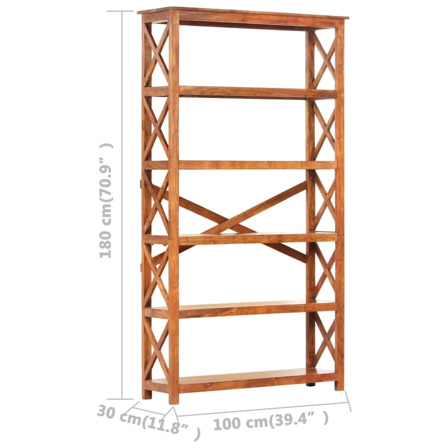 Bibliothèque 100x30x180cm Bois massif d'acacia et finition miel - 7