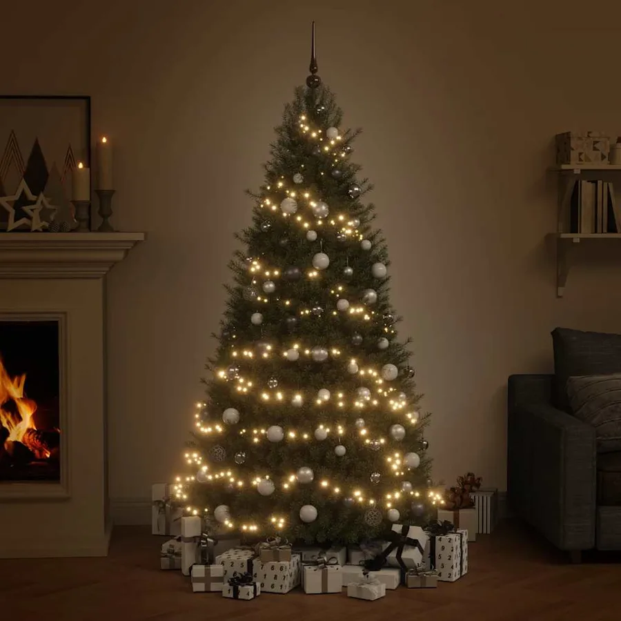 Set de boules de Noël avec pic et 300 LED 120pcs Blanc et gris - 3