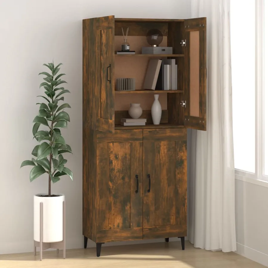 Buffet chêne fumé 69,5x34x90 cm bois d'ingénierie - 3