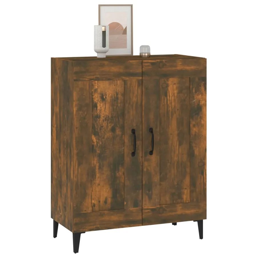 Buffet chêne fumé 69,5x34x90 cm bois d'ingénierie - 5