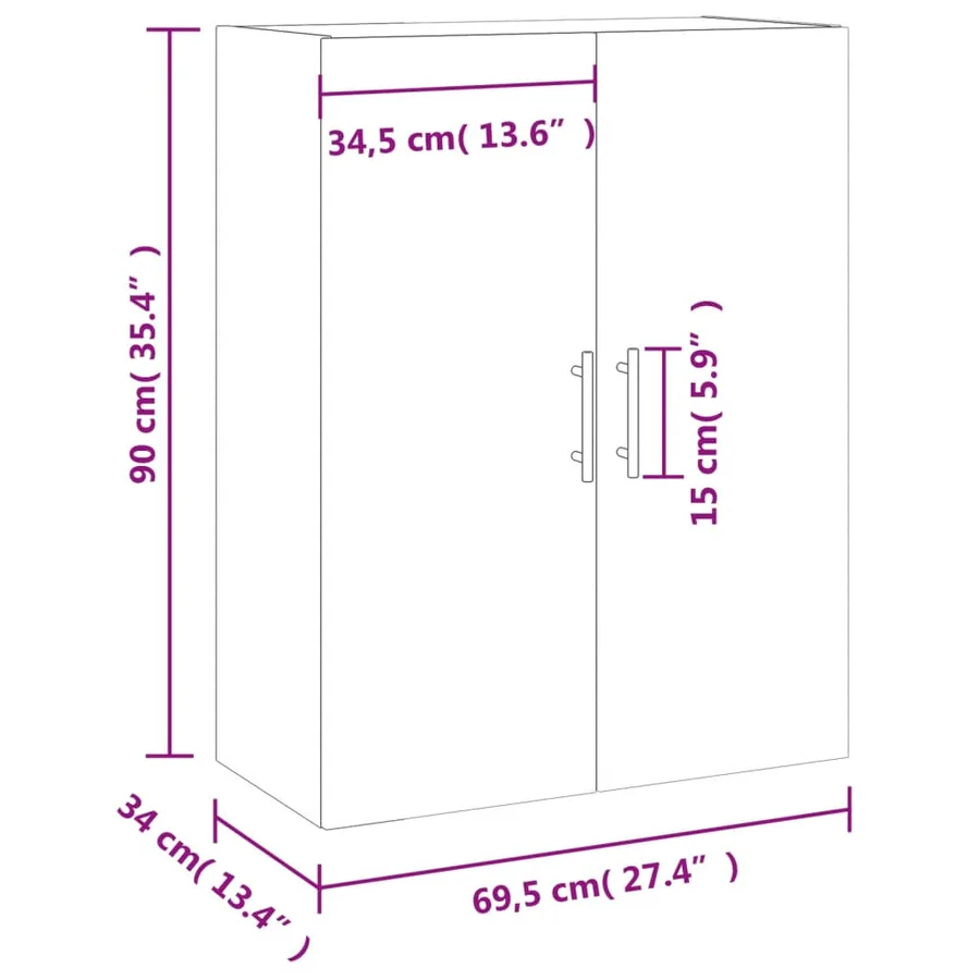 Armoire murale sonoma gris 69,5x34x90 cm - 13