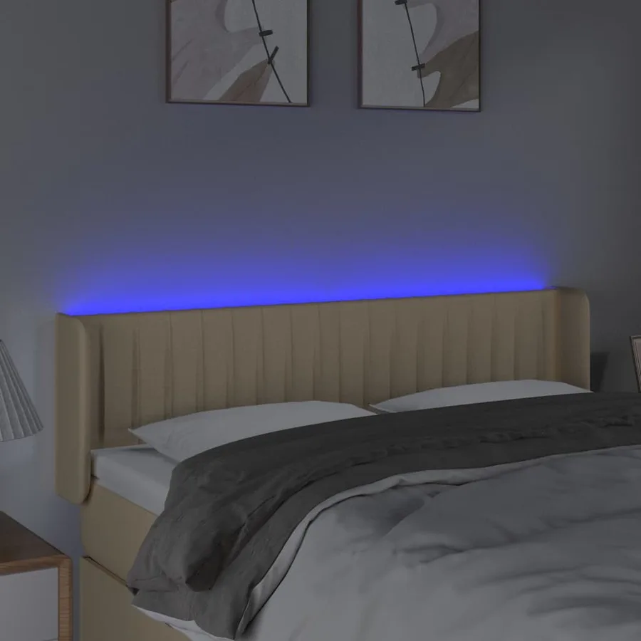 Tête de lit à LED Crème 147x16x78/88 cm Tissu - 4