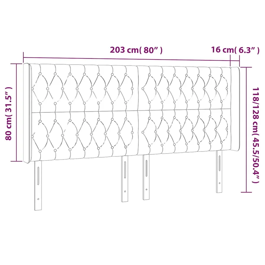 Tête de lit à LED Vert foncé 203x16x118/128 cm Velours - 7