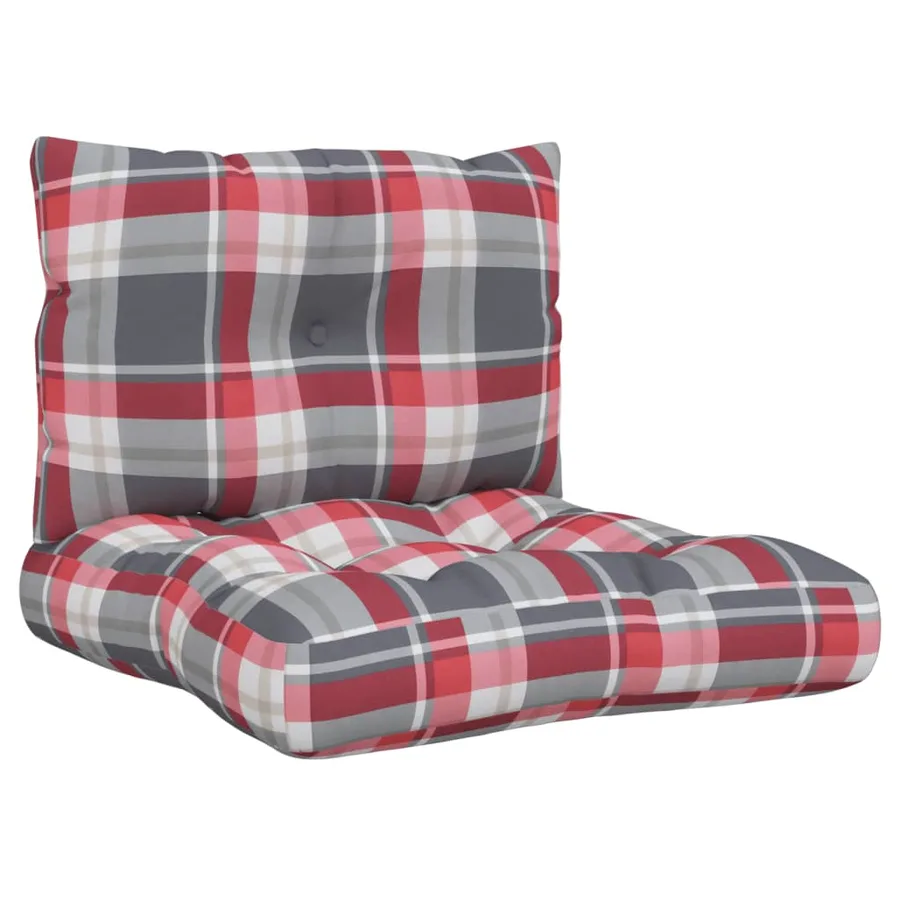 Coussins de palette lot de 2 motif à carreaux rouge tissu - 2