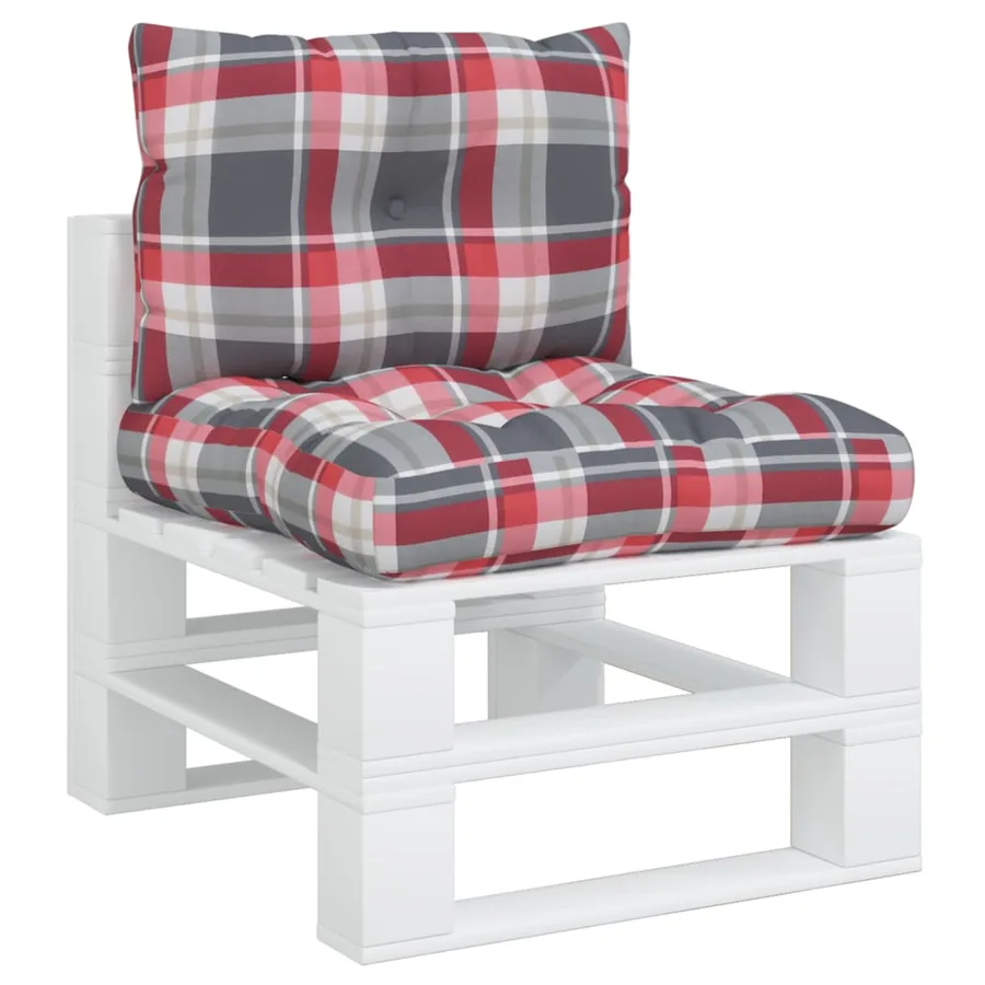 Coussins de palette lot de 2 motif à carreaux rouge tissu - 3
