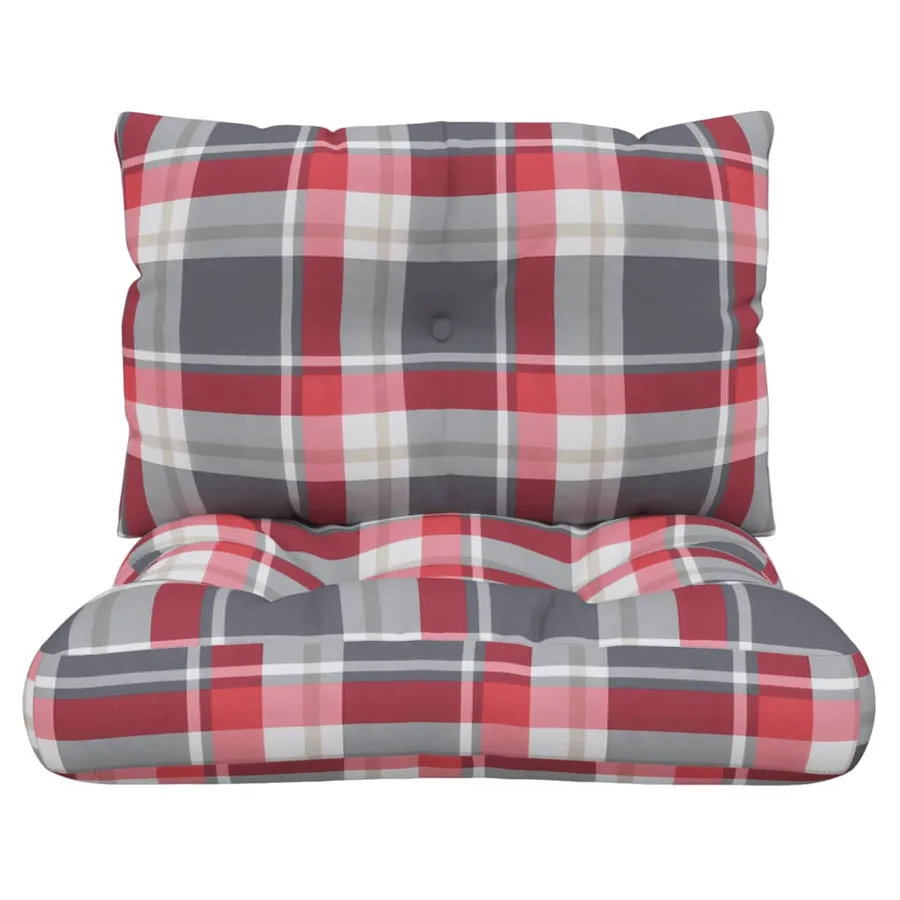 Coussins de palette lot de 2 motif à carreaux rouge tissu - 4