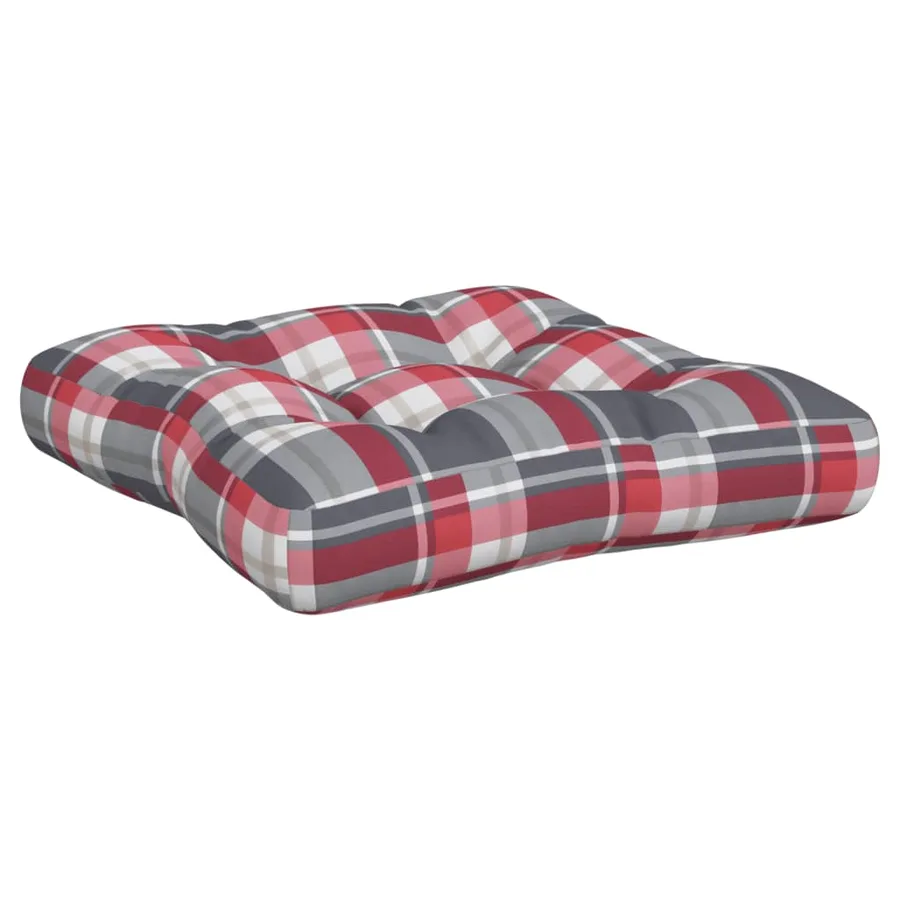 Coussins de palette lot de 2 motif à carreaux rouge tissu - 5