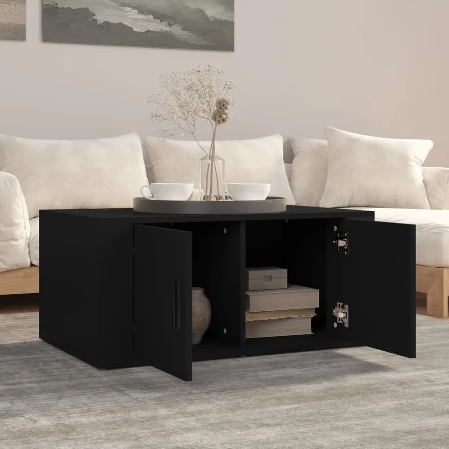 Table basse Noir 80x50x36 cm Bois d'ingénierie - 3