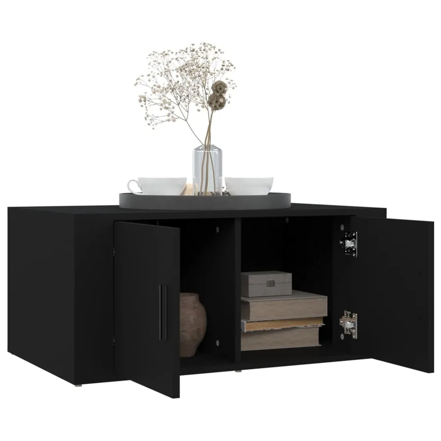 Table basse Noir 80x50x36 cm Bois d'ingénierie - 4
