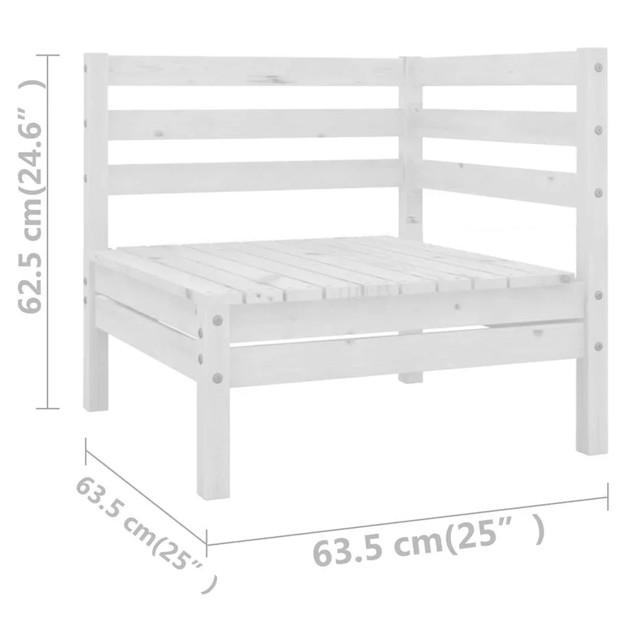 Salon de jardin 13 pcs Bois de pin massif Blanc - 6