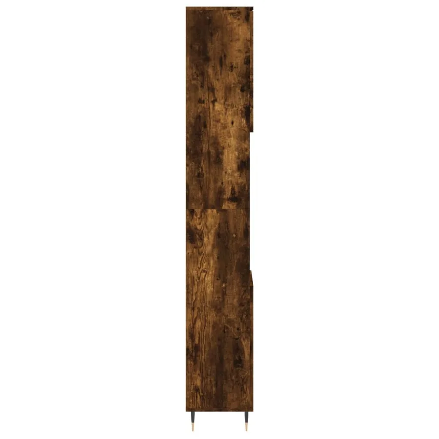 Armoire de bain chêne fumé 30x30x190 cm bois d'ingénierie - 7