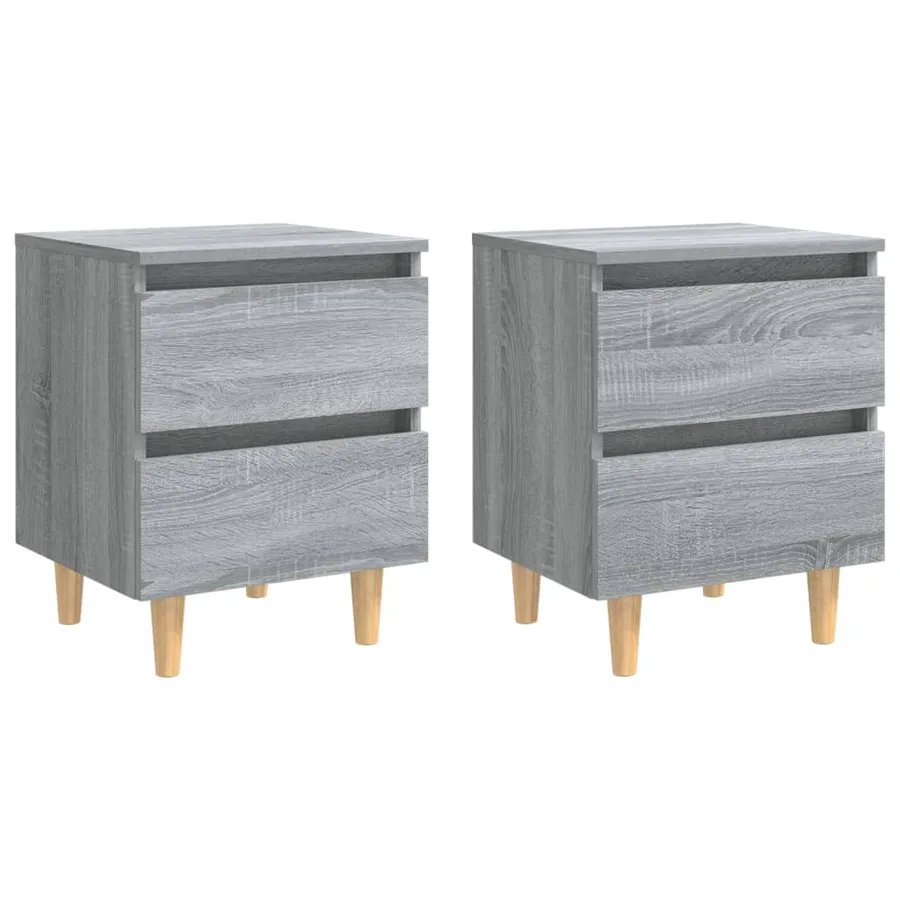 Tables de chevet pieds en bois 2 pcs Sonoma gris 40x35x50 cm - 2