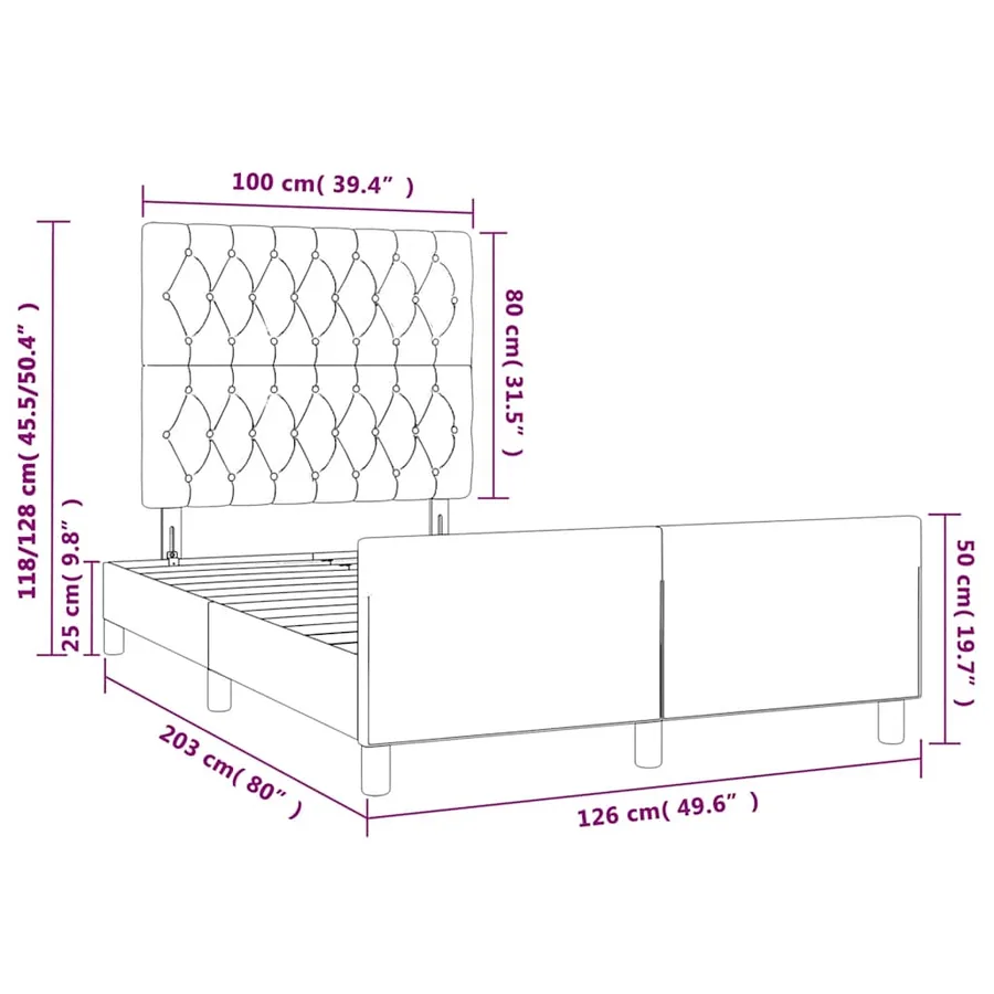 Cadre de lit sans matelas vert foncé 120x200 cm velours - 12