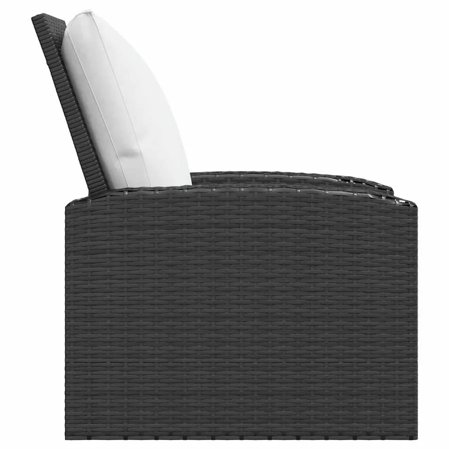 Fauteuil inclinable de jardin avec coussins noir résine tressée - 6