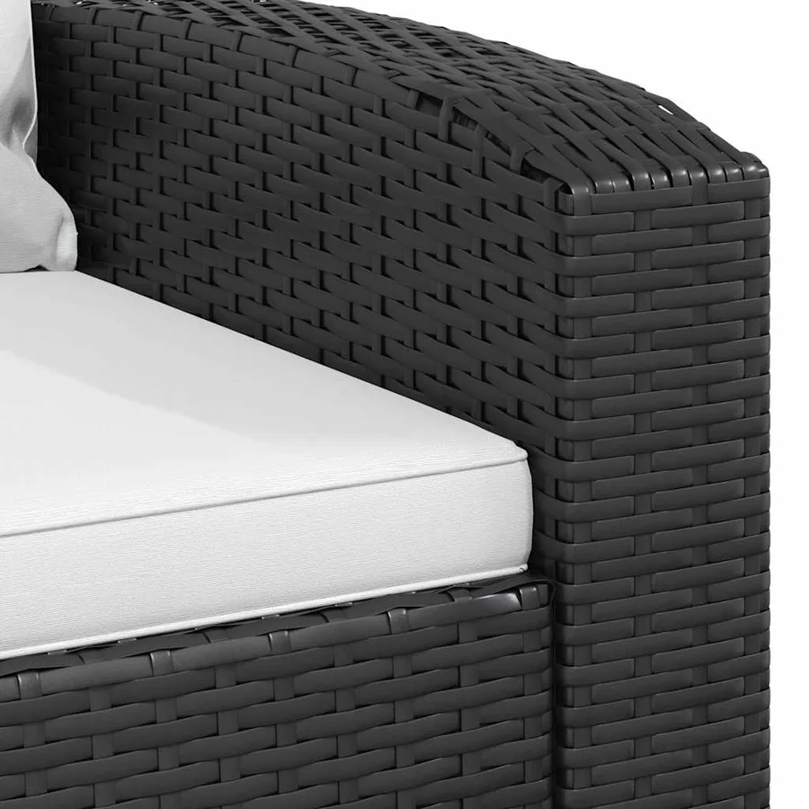 Fauteuil inclinable de jardin avec coussins noir résine tressée - 9