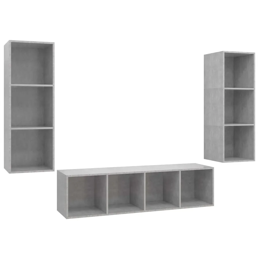 Ensemble de meuble TV 3 pcs Gris béton Bois d'ingénierie - 2