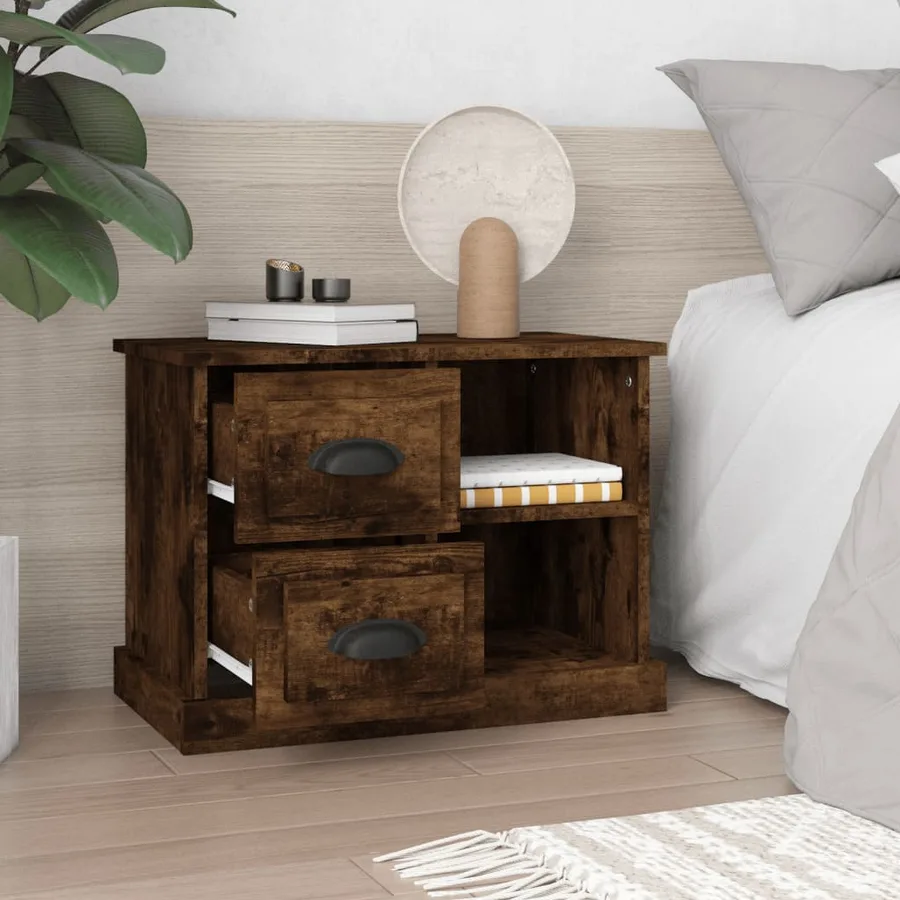 Table de chevet chêne fumé 60x35,5x45 cm - 3