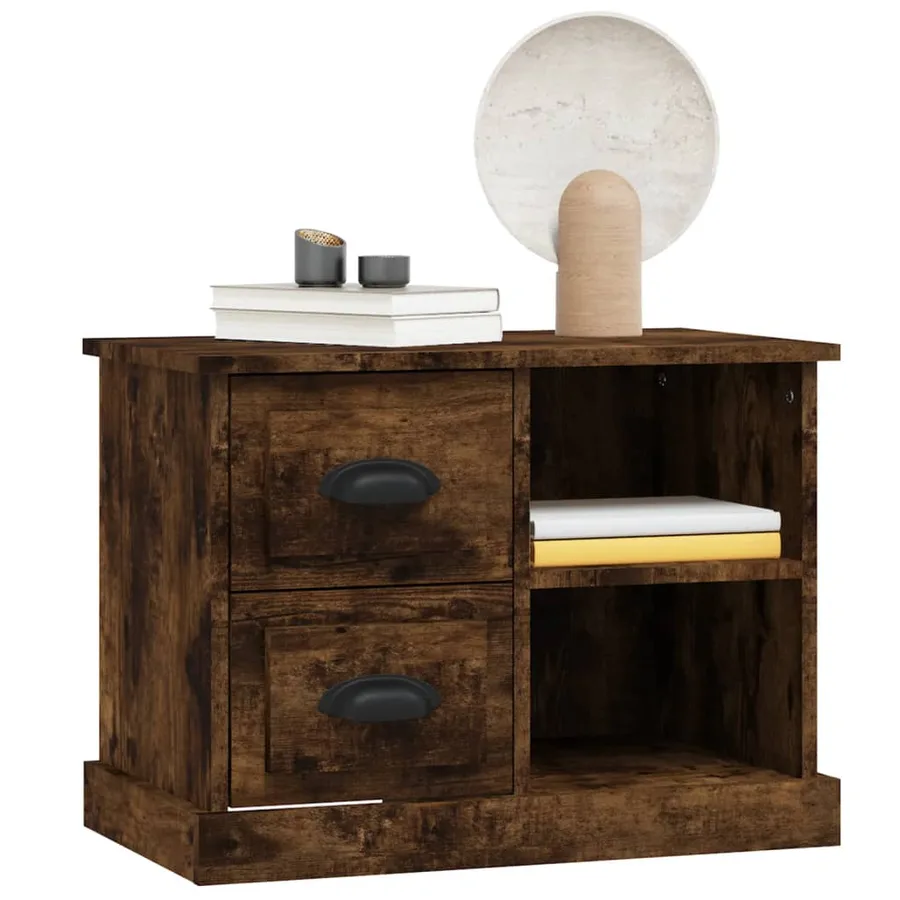 Table de chevet chêne fumé 60x35,5x45 cm - 4