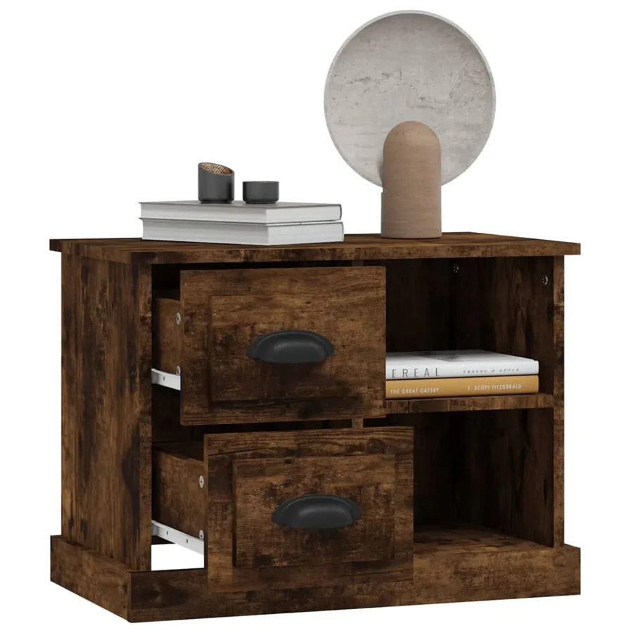 Table de chevet chêne fumé 60x35,5x45 cm - 5