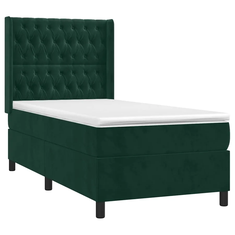 Sommier à lattes de lit matelas et LED Vert foncé 100x200 cm - 4