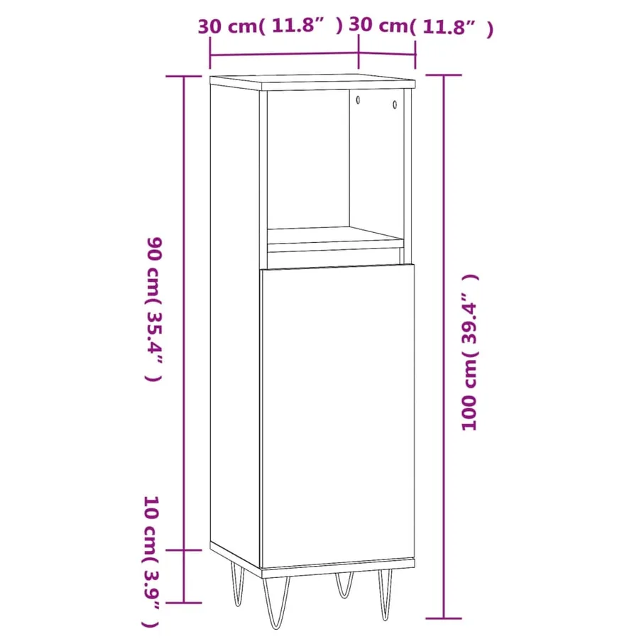 Armoire de salle de bain gris béton 30x30x100 cm - 12