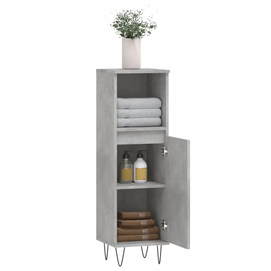 Armoire de salle de bain gris béton 30x30x100 cm - 4