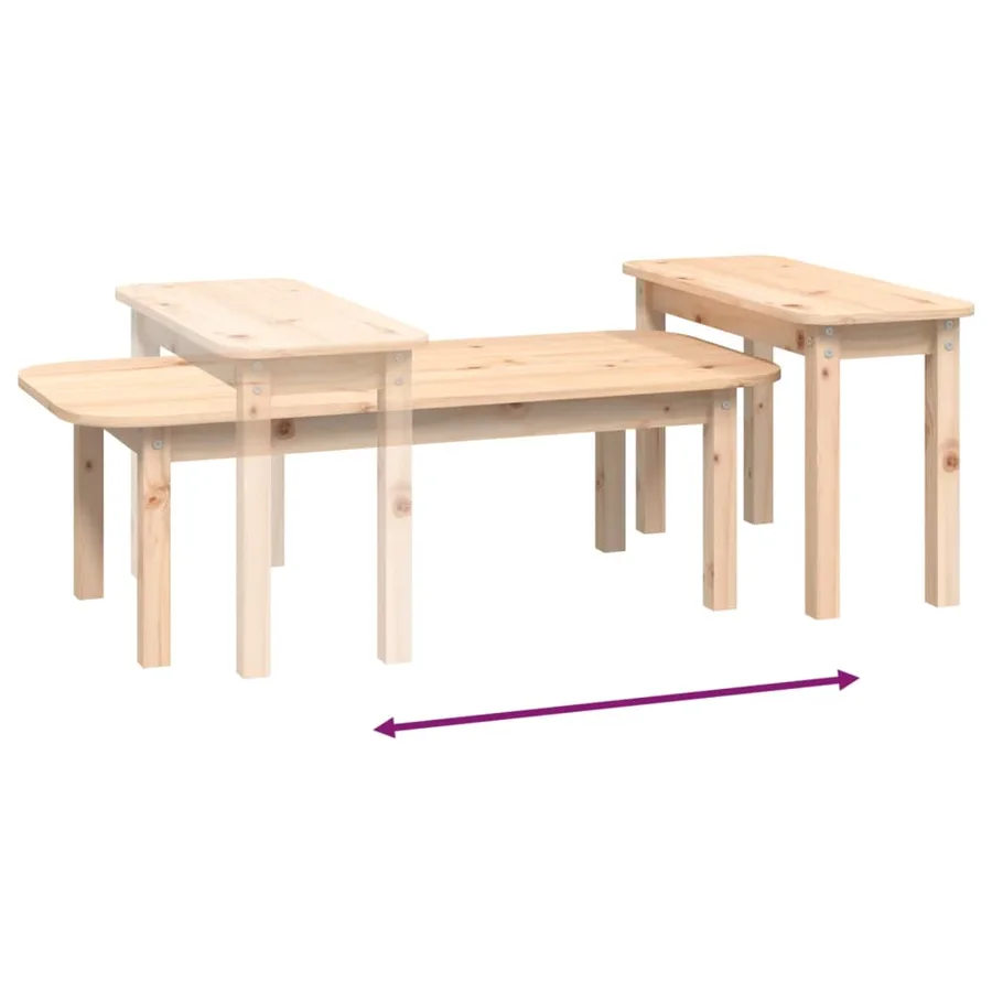 Ensemble de tables basses 2 pcs Bois massif de pin - 7