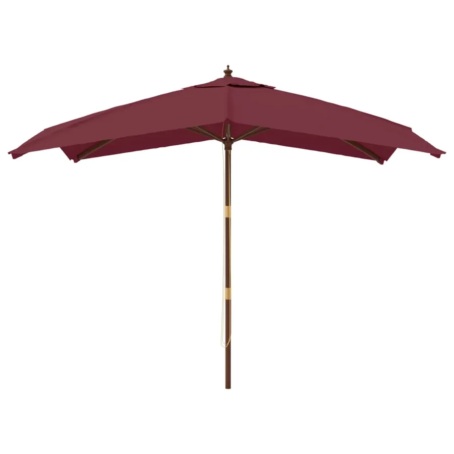 Parasol de jardin avec mât en bois rouge bordeaux 300x300x273cm - 3