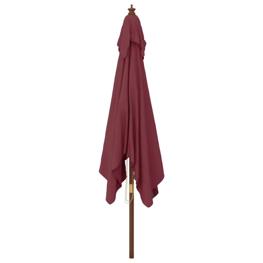 Parasol de jardin avec mât en bois rouge bordeaux 300x300x273cm - 4