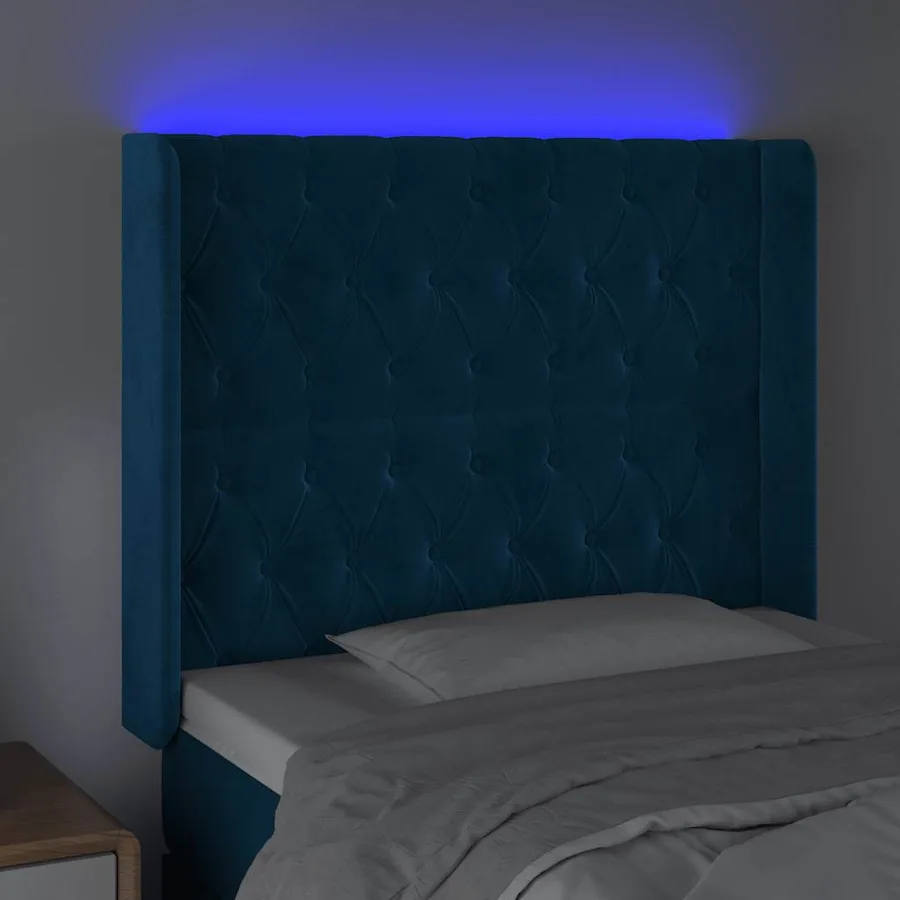 Tête de lit à LED Bleu foncé 93x16x118/128 cm Velours - 4