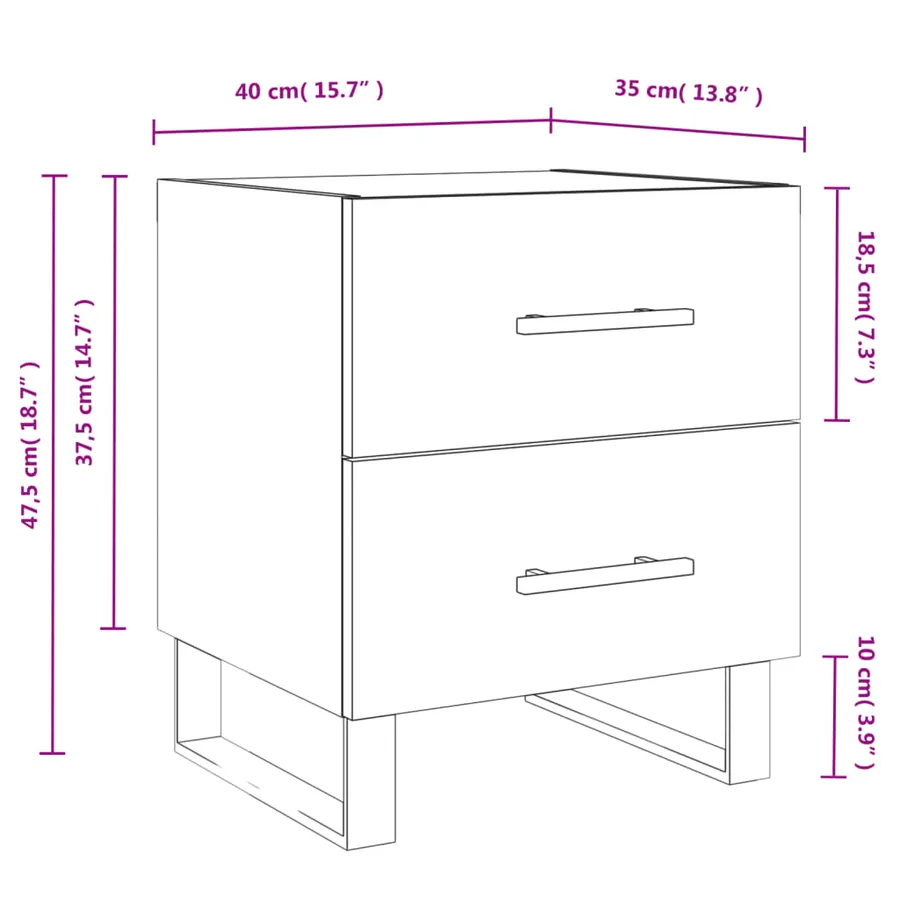 Tables de chevet 2 pcs chêne sonoma 40x35x47,5 cm - 13