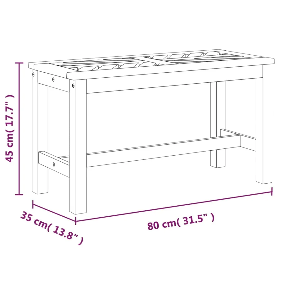 Banc de jardin 80 cm bois massif d'acacia - 7