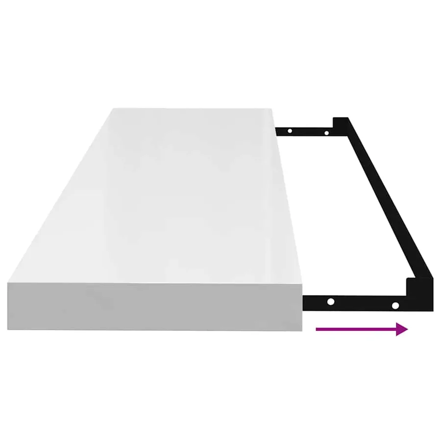Étagère murale flottante 4 pcs Blanc brillant 90x23,5x3,8cm MDF - 11
