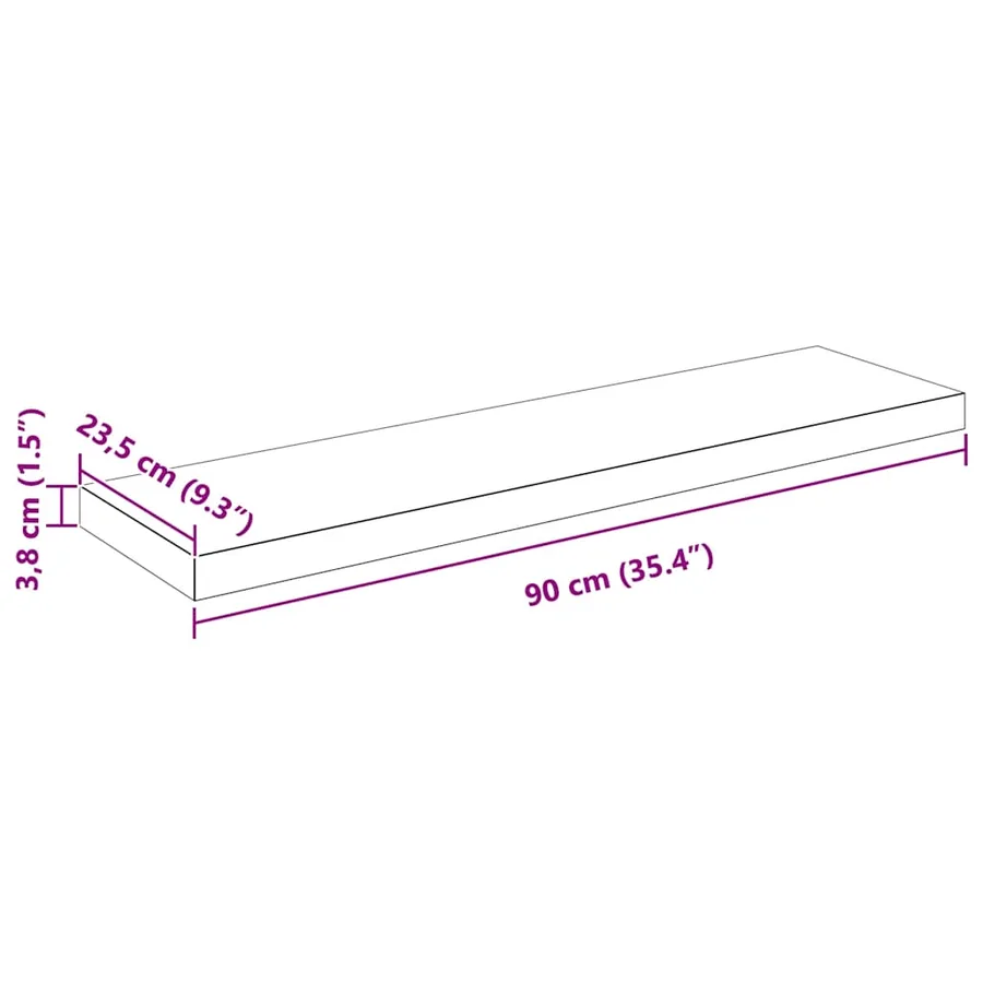 Étagère murale flottante 4 pcs Blanc brillant 90x23,5x3,8cm MDF - 16